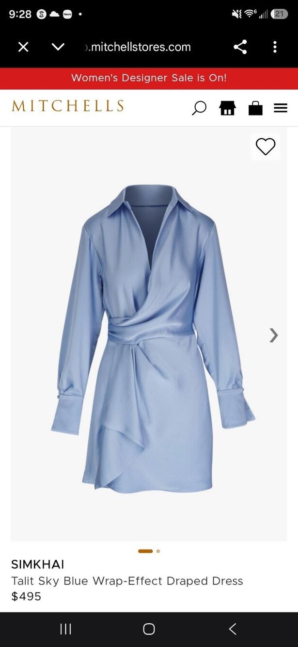 Simkha iTalit Sky Blue Wrap-Effect Draped Dress